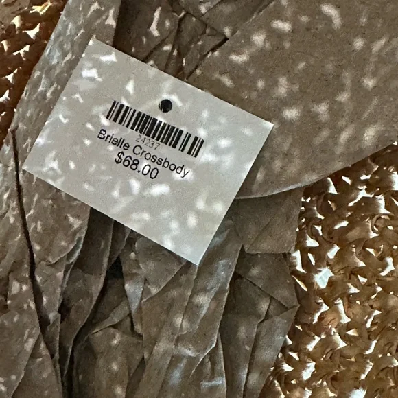 Elegant Tan Woven Bag with Gold Handle - Picture 8 of 8